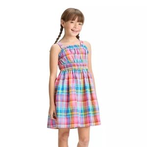 Cat & Jack Girl's Woven Plaid Summer Dress M 8